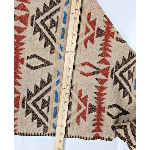 Bohemian Southwestern Aztec Tribal Style Fringe Poncho One Size - Picture 7 of 8